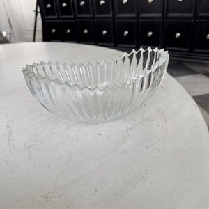 Vintage 1950's "The Boat" By Sowerby of England Clear Ribbed Oval Fruit Bowl